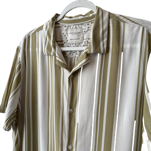 Denim Flower Ricky Singh Men's XL Retro Fitted Stripe Button Down Shirt Preppy - Picture 3 of 10